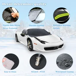 Xgunion Car Windshield Snow Cover for Ice and Snow- Durable 600D Oxford Fabric with Side Mirror Covers Ice Scrapers Waterproof Windproof Dustproof Windshield Covers Universal Fit for Most Vehicle image 4