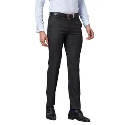 raymond Men's Solid Pattern Slim Fit Polyester Blend Flat Front Formal Trouser image 2