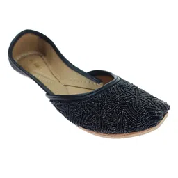fulkari Women's Glow Beads Genuine Soft Leather Embroidered Jutis | Bite and Pinch Free Jutti | Punjabi Formal Juttis | Girl's Wedding Flat Ladies Mojari | Formal Ethnic Juti | image 5