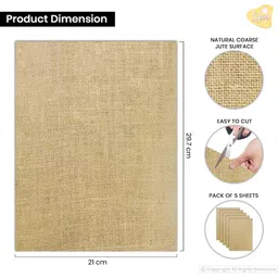 Lakeer A4 Laminated Jute Sheet Pack of 5 Pcs Burlap -No Fray Fray Natural for Craft, Artwork, DIY, Gift Wrapping, Wedding, Event & Home Decore image 2