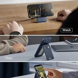 ESR Unisex Adult Magnetic Wallet,Compatible With Magsafe Wallet,For Iphone Wallet With Adjustable Stand,For Iphone 15/14/13/12 Series,Not For Iphone 13/12 Mini,3 Card Holder,Vegan Leather,Dark Blue image 4