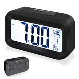 Kadio LCD Digital Alarm, Arespark Digital Clock with Snooze Function, Travel Alarm Clock, Desk Clock, Large Screen, Date Temperature, Night Light for Children, Students, Bedrooms, Office image 1