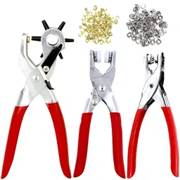 beadsz Belt Holer Punch Plier Ring Button Eyelet and Snap Setting Pliers Hand Plier 3 in 1 Tool Kit Great for Crafts Belts Sewing Collars Watch Bands Paper Hole Punch Tool Kit Set of 3 image 1