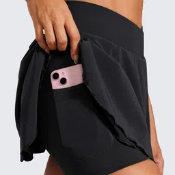 crz yoga Tennis Skirts for Women Crossover High Waisted Ruffle Layered Workout Athletic Golf Skort Skirts with Pockets image 5