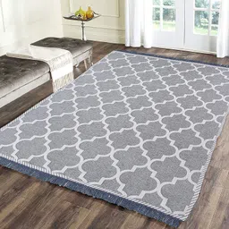sparrow world Premium Chenille Flat Weaved Multipurpose Living Room Bedroom Temple Kitchen Area Rug & Carpet(5x7 Feet,Grey)Rectangular image 1