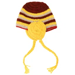 vr designers Women's Braided Hand Knitted Woollen Beanie Cap (Maroon, Yellow and Beige, Free Size) image 5