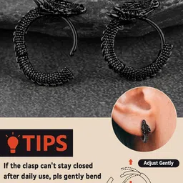 faithheart Dragon Hoop Earrings for Men, Sturdy Stainless Steel Punk Biker Animals Hypoallergenic Jewelry, Delicate Gift Box image 4
