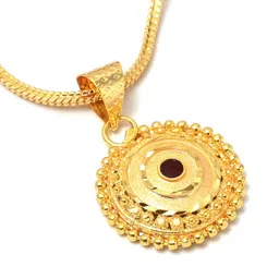 jewar mandi Round Gol/Heart Style Meena Work Gold Plated Locket/Pendant with Chain Daily use for Men, Women & Girls, Boys image 4