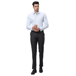 raymond Men's Solid Pattern Slim Fit Polyester Blend Flat Front Formal Trouser image 5