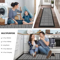 proxin 2 Pcs Kitchen Mats - Waterproof Memory Foam Standing Desk Floor Mat Non Slip Rugs, Comfort Runner Rug Floor Carpets for Kitchen Home Office, Sink & Laundry (Black Houndstooth) image 5