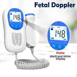 MEDILMA Wewell Fetal Doppler (FD260D) for Pregnancy Baby Heartbeat Monitor Home Portable Doppler Fetal Monitor Easy to Carry Rechargeable with in-Built Speaker, Noise Reduction, White & Blue image 2