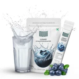 Moon Lunar Blueberry Hydration booster | Drink Mix With Enriching Nutrients | Low Sugar energy Drink Mix | 100% Natural & Healthy | Instant Electrolyte Replacement 96g (16 g X 6 Sachet) image 1