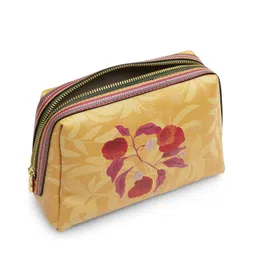 Pure Home + Living Yellow Printed Faux Leather Vanity Pouch - Largefor Girls,Makeup Box Vanity, Makeup Kit, Makeup Pouch, Cosmetic Bag, Makeup Brush Organizer and Vanity Bag (Pack of 1) image 5