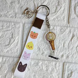 sharangu ATEEZ Lightstick Lightiny inspired Acrylic Keychain & White ANITEEZ Lanyard with Compass Charm |ATINY keyring |Kpop Lightstick Keychain| Lightiny Keychain image 2