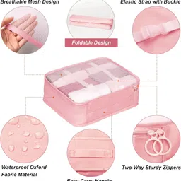 Spellwish Packing Cubes 7 Set Travel Organizer Cubes for Suitcases Lightweight Luggage Packing Orginzers for Travel Acessories (Pink) image 4