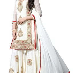 ethnicjunction Women's Chanderi Cotton Embroidered Unstitched Salwar Suit Material image 2