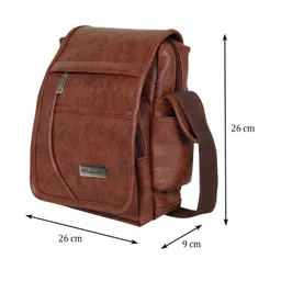 nfi essentials Men's Leather Sling Bag Stylish Cross Body Travel Office Business Messenger Bag for Men & Women image 4