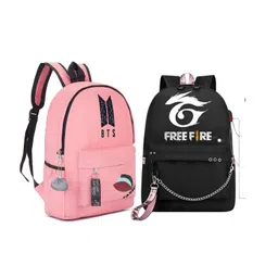 kausbabi Combo Bts & Free Fire Backpacks for Women Stylish Trendy Casual College Backpacks, Designer School/College/Picnic Bag Backpack Laptop Bags For Girls & Women image 1