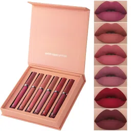 bajajbeautyshop Velvet Matte Book Style Lipstick Set of 6, Waterproof, Non Stick, Nude Lip Glossy Combo Pack Lipsticks For Women (Set A, Free) image 1