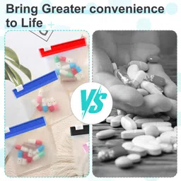 CoolShef 14 Pieces Pill Pouch, Reusable Small Medicine Pouches for Travel Portable Zipper Case, Plastic Storage Sealing Bag Lightweight Compact Container for Supplements Capsules image 5