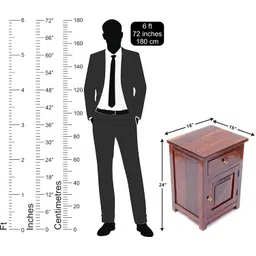 furniture plaza Solid Sheesham Wood Square Bedside Table Wooden Drawer & Cabinet Storage Bed Side End Tables Night Stand for Home Living Room Bedroom (11) image 3