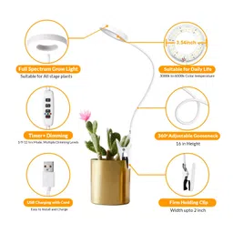 TrustBasket Grow Light | Full Spectrum Grow Light | 4 Dimmable Brightness | 3/6/12 Hrs Auto On/Off Timer | 1M Wire | White | LED Grow Lights for Plants | Artificial Sunlight for Plants image 3