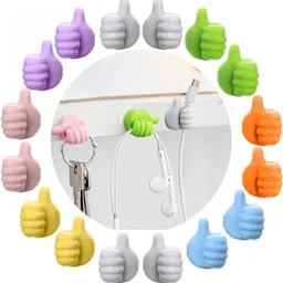 Concepta Creative Silicone Thumb Wall Hook, Multifunction Self Adhesive Cable Organizer Clips Key Hanger, No Punching Nails-Free Utility Hooks Desk Wire Management, Multicolor (Pack of 5 PIS) image 1