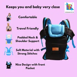 Tharunsha Elite 4-Way Ergonomic Baby Carrier- Kangaroo Bag - Back & Front Baby Carrier - Comfortable, Breathable & Adjustable for 03-12 Months (SkyBlue, Free) image 2