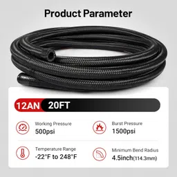 EVIL ENERGY 12AN Fuel Line Kit, 12AN Hose Kit 20FT Nylon Braided Fuel Line Hose Fitting Kit CPE Fuel Hose image 4