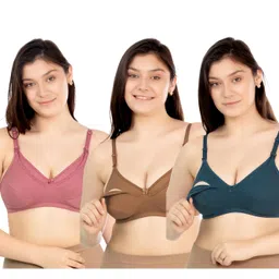 ritijya Women's Cotton Multicolor Full Cup Non Padded Feeding Bra/Nursing Bra/Maternity Bra Combo - Pack of 3 image 1