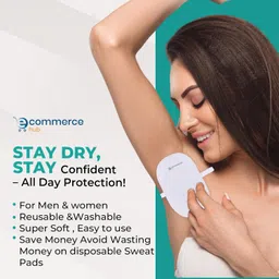 EcommerceHub Reusable Washable Underarms Sweat Pads, Breathable, Odor-blocking,Anti-stain, Long-lasting Sweat Protectors Underarm Pads, 3 Pair (Black,Brown,White) image 3