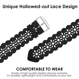 Lamshaw Compatible with Venu 2 Plus Bands, New Silicone Lace Women and Men Slim Thin Hollow-Out Replacement Straps Compatible with Garmin Venu Sq/Venu 2 Plus Smartwatch image 5