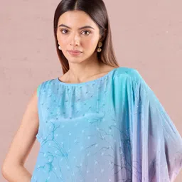 navyasa by liva Navyasa Pink Liva Jacquard Abstract Print Kaftan Set image 5