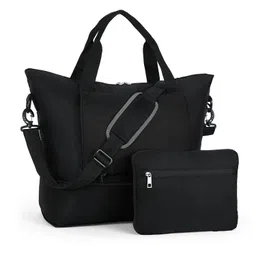 fatmug Foldable Ladies Travel Bag- Expandable Duffel - Extra Luggage Women Handbag (34L, Black) image 1