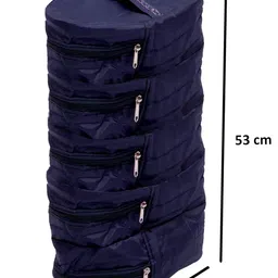 Kuber Industries Waterproof Parachute Hanging Shoe Cover|Zipper Closer|Travelling Footwear Organiser|Keep Upto 5 Pair|Size 32 x 19 x 53 CM (Blue)- CTMTC039555 image 3