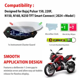 ERODIAN Meter Display Screen Protector,Meter Guard For Bajaj Pulsar 150,220F,N150,N160,N250 Tft Smart Connect Navigation System (2024 Model) Bikes|Scratch Resistant|(1-Free Random 6 Inch Keychain) image 3