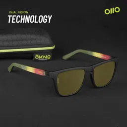 okno Eyewearlabs Sunglasses For Men & Women | Polarized Night Driving Yellow Full Rim Square Branded Stylish Spectacles | 100% UV Protection Shades | Cricket Sports Cycling Driving | Medium | Swick image 4