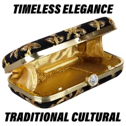 kuber industries Clutch Purse | Wedding Clutch | Party Hand Purse | Women?s Clutch Purse | Detachable Chain Purse | Wallet Hand Bag | Lock System Hand Bag | Black image 4