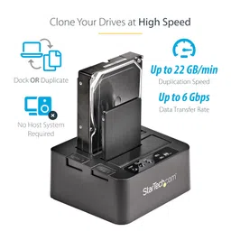 StarTech 6Gbps USB 3.0/eSATA to 2.5-Inch/3.5-Inch SATA Hard Disk Drive/Solid State Drive Duplicator Dock (SDOCK2U33RE) image 2