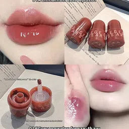 Gege Bear Seal Lip Jelly Lipstick for Women – Moisturizing Lip Mud, high-shine, lightweight, smooth application, non-sticky, nourishing, long-lasting, soft lips, glossy finish, comfortable wear, sheer tint, luminous glow, natural gloss, easy glide, beauty must-have. (01-Cinnamon Cold Apricot, 6g) image 3