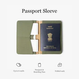 bellblock Passport Holder/Cover for Men/Women/Couple/Family | Passport/Document Organiser for Travel | Card & Currency Slot | Cotton Canvas | Olive Green (Pack of 1) image 2