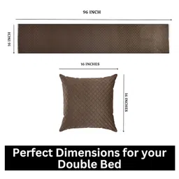 Shri Anand Creations Premium Velvet 210 TC Quilted Set Of Bed Runner (16 X 96 Inches) And 2 Pillow Covers (16 X 16 Inches) Combo Set- Brown image 4