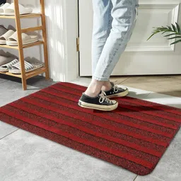 HOKIPO Modern Rectangular Door Mat (Red, Pvc, Microfiber, 48X78 Cm) image 1