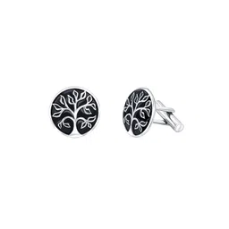 raajraani Pure 925 Sterling Silver Cufflinks | Tree of Life Cufflink | Silver Finish, Enamel | Gift for women, Men (10.5 gms) image 2