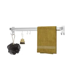 gloxy enterprise 24 Inch Wall Mounted Stainless Steel Bathroom Towel Hanger - Space-Saving - Durable Bathroom Accessories and Fittings - Easy Installation- (24 Inch, Chrome, Foldable) image 5