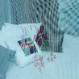 Embossed Floral Printed Mosquito Net For King Size Bed| Double Bed Mosquito Net| King-Size Premium Machardani I Strong And Durable Size-7X8Ft., Blue image 5