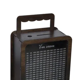 VETMOC Wooden Piggy Bank for Kids & Adults, Coin Box with Carved Design, Savings Box, Mini Bank, Donation Box, Smart Money Box, Wooden Coin Box, Money Saver, Piggy Bank with Numbers image 3