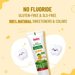 BabyOrgano Herbal Toothpaste for kids | 100% Ayurvedic | Non Gel Formula | goodness of Babool and Mulethi | Mango Flavour | Fluoride & SLS Free | FDCA Approved - 50gm (Pack of 1) image 3