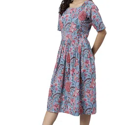 janasya Women's Fit and Flare Knee Length Dress image 5