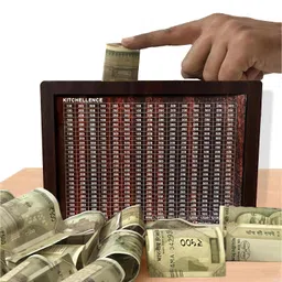 Wooden Piggy Bank for Kids & Adults, Gullak Box, Coin Box with Carved Design, Savings Box, Mini Bank, Donation Box, Smart Money Box, Wooden Coin Box, Money Saver, Piggy Bank with Numbers image 3